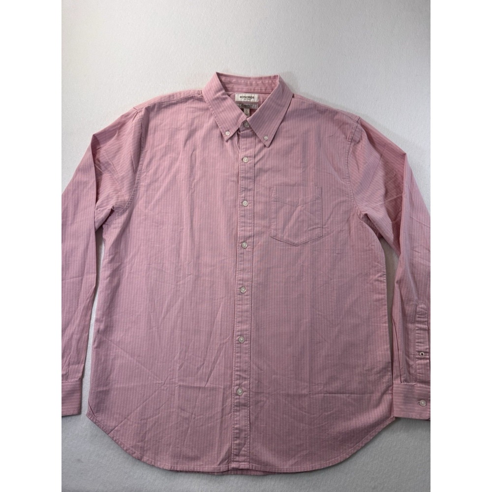 Bonobos Oxford Standard Fit Mens Long Sleeve Button Up Shirt L Pink Striped EUC